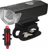 Fietsverlichting - USB oplaadbaar - Voorlicht en achterlicht - lange accuduur - IPX6 waterdicht - 300 lumen
