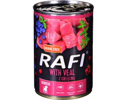 Rafi Junior - Natvoer Hond (Puppy) - Kalf - Met Zalmoli & Bosbessen - 1 x 400g
