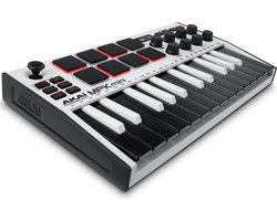 Akai Professional MPK Mini MK3 - 25 toetsen USB MIDI-keyboardcontroller met 8 verlichte drumpads, 8 knoppen, muziekproductiesoftware en Native Instruments Sound Package (NKS-integratie), Wit