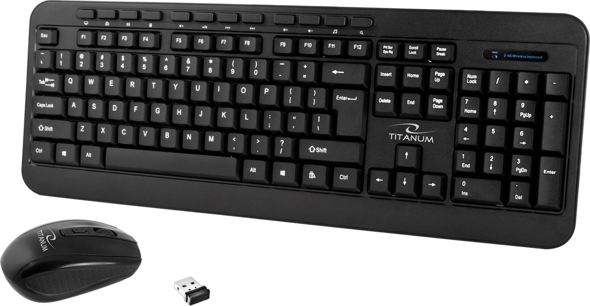 TITANUM TK108 Toetsenbord + USB-muis Zwart