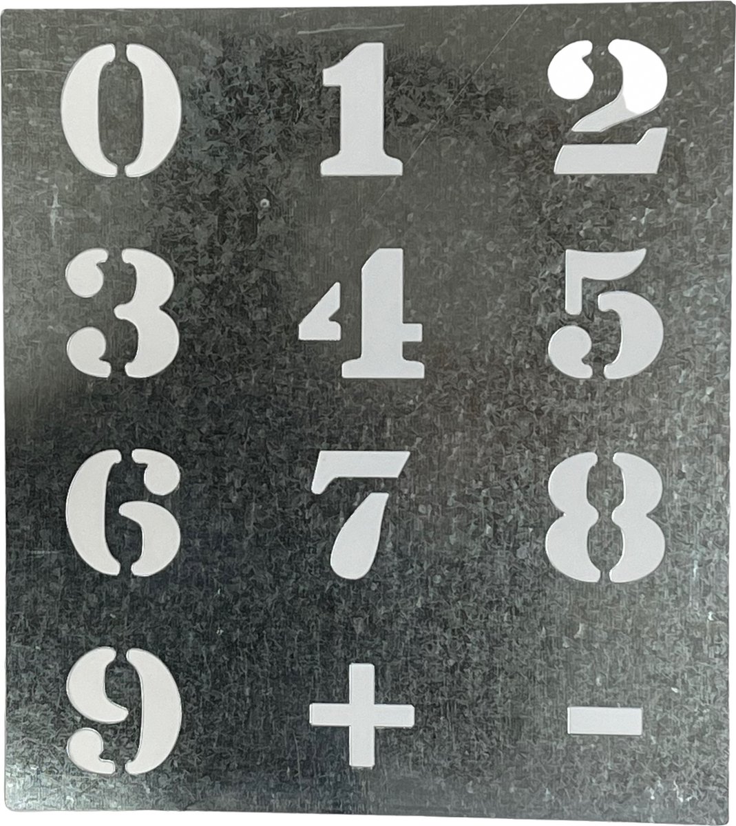 Zinken Stempelsjabloon Verfsjabloon Nummers Cijfers - kist Cijfers - 40 x 36 cm