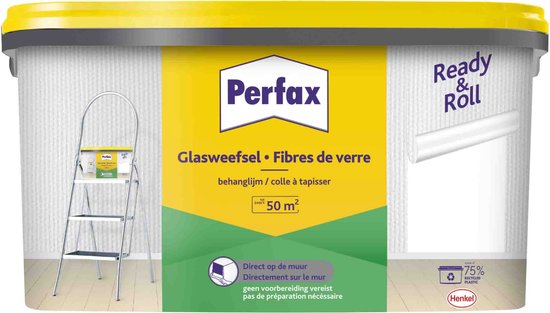 Perfax Ready&Roll Glasweefsel Behanglijm 10 Kg | De Ultieme Oplossing voor Glasweefselbehang | Glasweefsellijm met Eenvoudige Toepassing | Transparante Behanglijm voor Duurzame Hechting