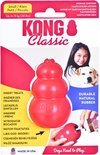 Verpakking van een rood KONG Classic hondenspeeltje, maat S, duurzaam natuurlijk rubber.