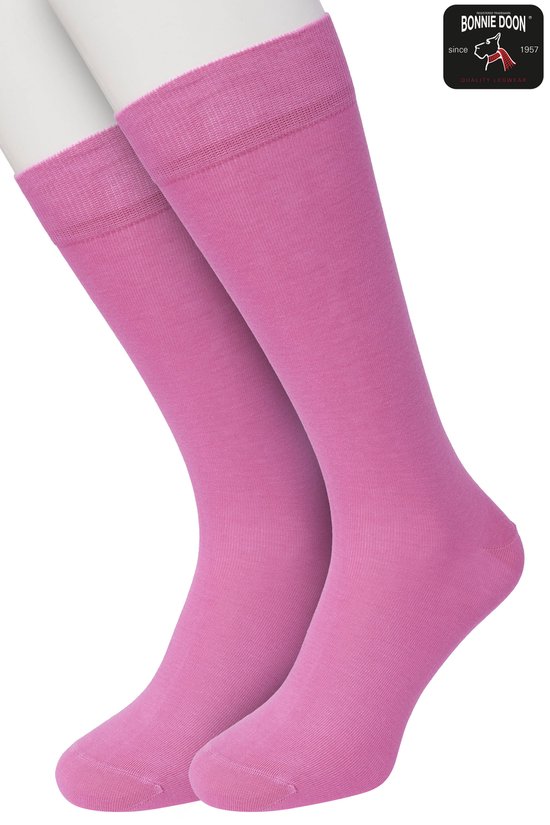 Bonnie Doon Basic Sokken Heren Roze maat 40/46 - 2 paar - Basis Katoenen Sok - Gladde Naden - Brede Boord - Uitstekend Draagcomfort - Perfecte Pasvorm - 2-pack - Multipack - Effen - Roze - Pink - OL6324012.316