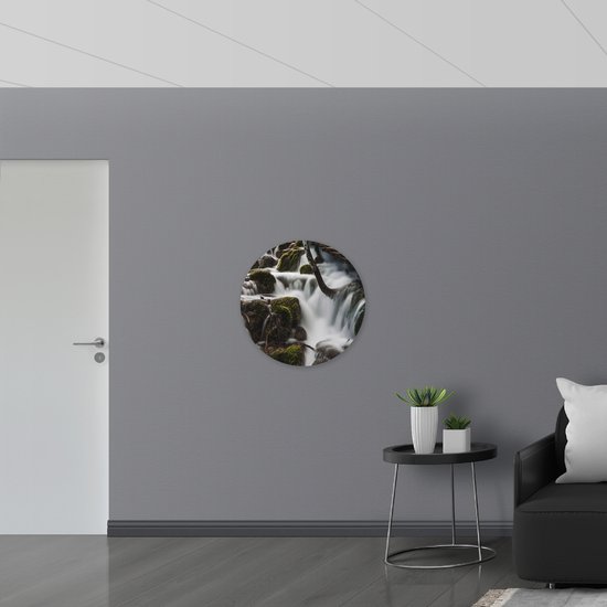 WallClassics - Cercle mural en panneau de mousse PVC - Chutes d'eau sous le pont - Photo 70 x 70 cm sur cercle mural (avec système de suspension)