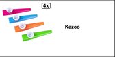 4x Muziekinstrument Kazoo assortie kleuren - Muziek festival thema feest party fun