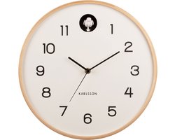 Wall clock Natural Cuckoo birch wood white