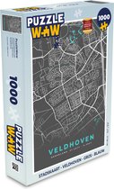 Puzzel Stadskaart - Veldhoven - Grijs - Blauw - Legpuzzel - Puzzel 1000 stukjes volwassenen - Plattegrond