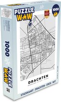 Puzzel Stadskaart - Drachten - Grijs - Wit - Legpuzzel - Puzzel 1000 stukjes volwassenen - Plattegrond