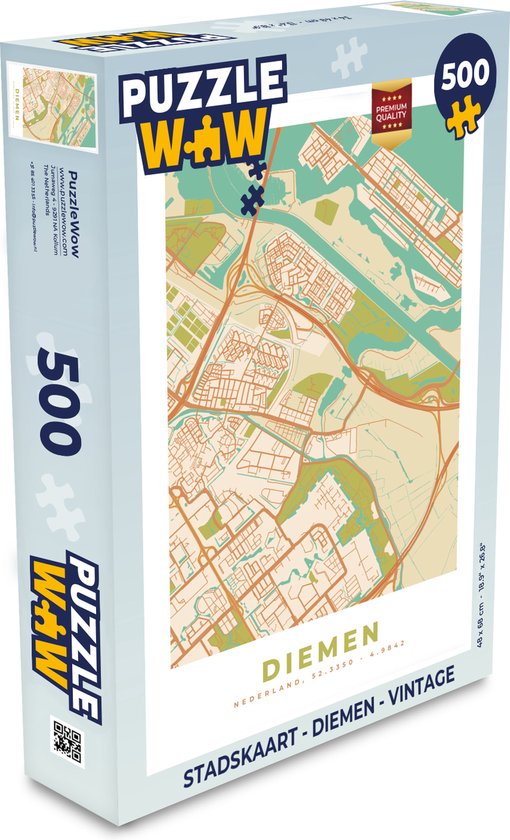 Puzzel Stadskaart Diemen Vintage Legpuzzel Puzzel 500 stukjes