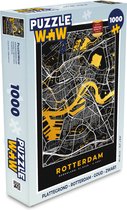 Puzzle Map - Rotterdam - Or - Zwart - Puzzle - Puzzle 1000 pièces adultes - Plan de la ville
