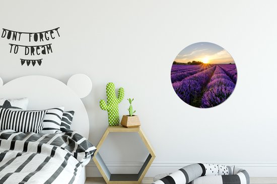 WallCircle - Papier peint cercle - Papier peint autocollant - Lavande - Soleil - Paysage - Fleurs - Papier peint cercle fleurs - Papier peint rond - 30x30 cm - Papier peint autocollant - Papier peint cercle