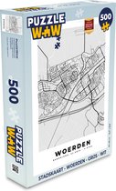 Puzzel Stadskaart - Woerden - Grijs - Wit - Legpuzzel - Puzzel 500 stukjes - Plattegrond
