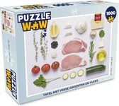Puzzel Tafel met verse groenten en vlees - Legpuzzel - Puzzel 1000 stukjes volwassenen