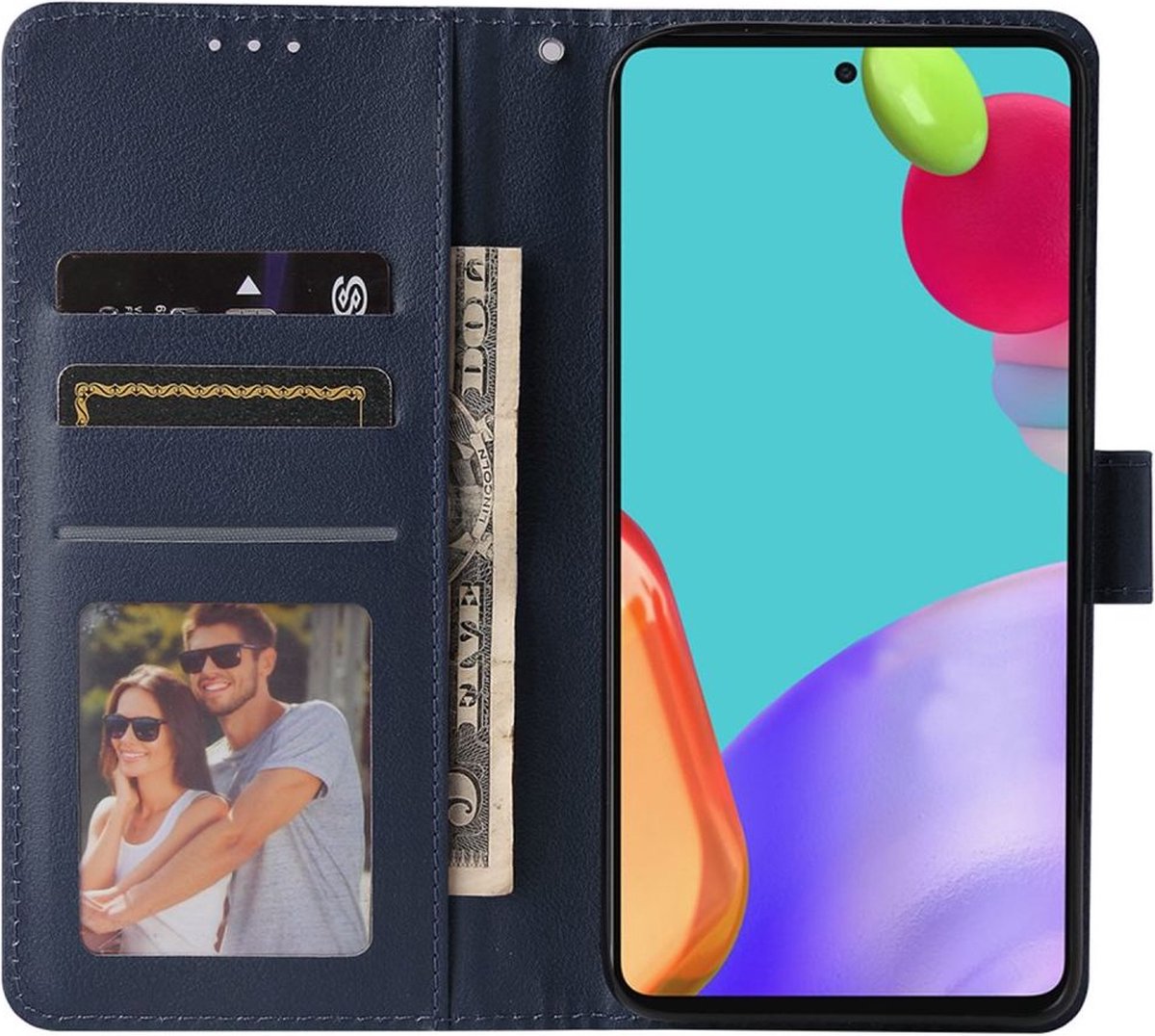 Wallet Book Case Kunstleer Blauw Geschikt voor Samsung Galaxy A52 / A52S