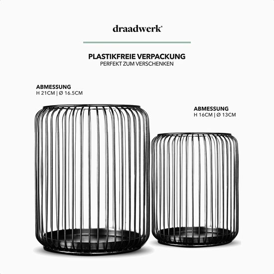 Windlicht draad Antiek zwart 24 cm - Lifestyle By Leonie