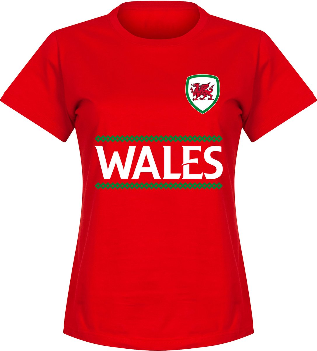 Wales Reliëf Dames Team T-Shirt - Rood - S