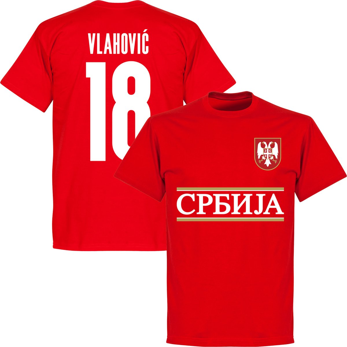 Servië Vlahovic 18 Team T-Shirt - Rood - Kinderen - 152