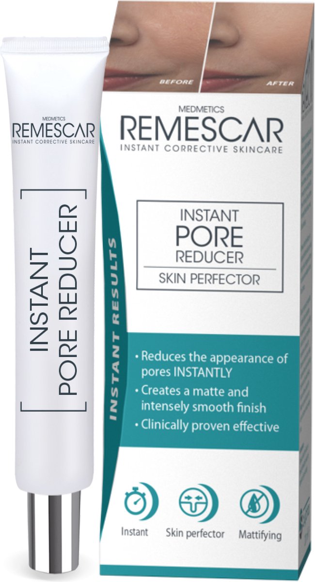 Remescar Instant Pore Reducer - Porien verkleinen en verminderen met Gezicht Primer, Poriënreinigers als primer of serum voor gezichtsverzorging, onmiddelijk effect en gladde huid, 20 ml