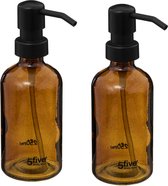 Five Soap pompes/distributeurs de savon en verre - 2x pièces - marron - 250 ml