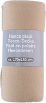 Fleece dekens/plaids - 2x - warm beige - 170 x 130 cm