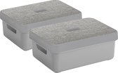 Boîte de Opbergbox Sunware - 2x pièces - gris clair - 9L - plastique avec couvercles