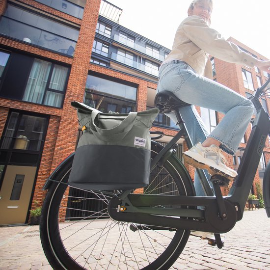Gerecyclede shopper fietstas Urban Proof 20 liter - groen/grijs