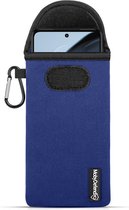 Hoesje voor Motorola Moto G72 - MobyDefend Neopreen Pouch Met Karabijnhaak - Insteekhoesje - Riemlus Hoesje - Blauw - GSM Hoesje - Telefoonhoesje Geschikt Voor Motorola Moto G72