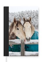 Notitieboek - Schrijfboek - Paarden - Deken - Sneeuw - Notitieboekje klein - A5 formaat - Schrijfblok