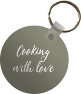 Porte-clés - Citations - Cuisiner avec amour - Proverbes - Amour - Cuisine - Plastique - Rond - Cadeaux à distribuer