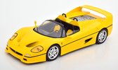 Het 1:18 Diecast model van de Ferrari F50 Cabrio van 1995 in Yellow. De fabrikant van het schaalmodel is KK Models.This model is alleen online verkrijgbaar.