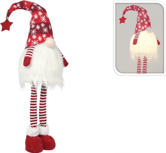 Nain Debout 90 cm Rouge |Avec LED |Chapeau Pointu Gnome de Noël| Rempli de  peluche |... | bol.com