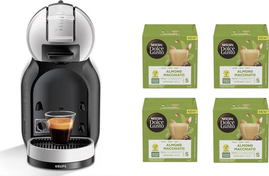 KRUPS Dolce Gusto MiniMe KP123B Koffie apparaat - GRIJS/ZWART + Nescafé Almond Macchiato multipack 4x12 capsules - vegan koffie
