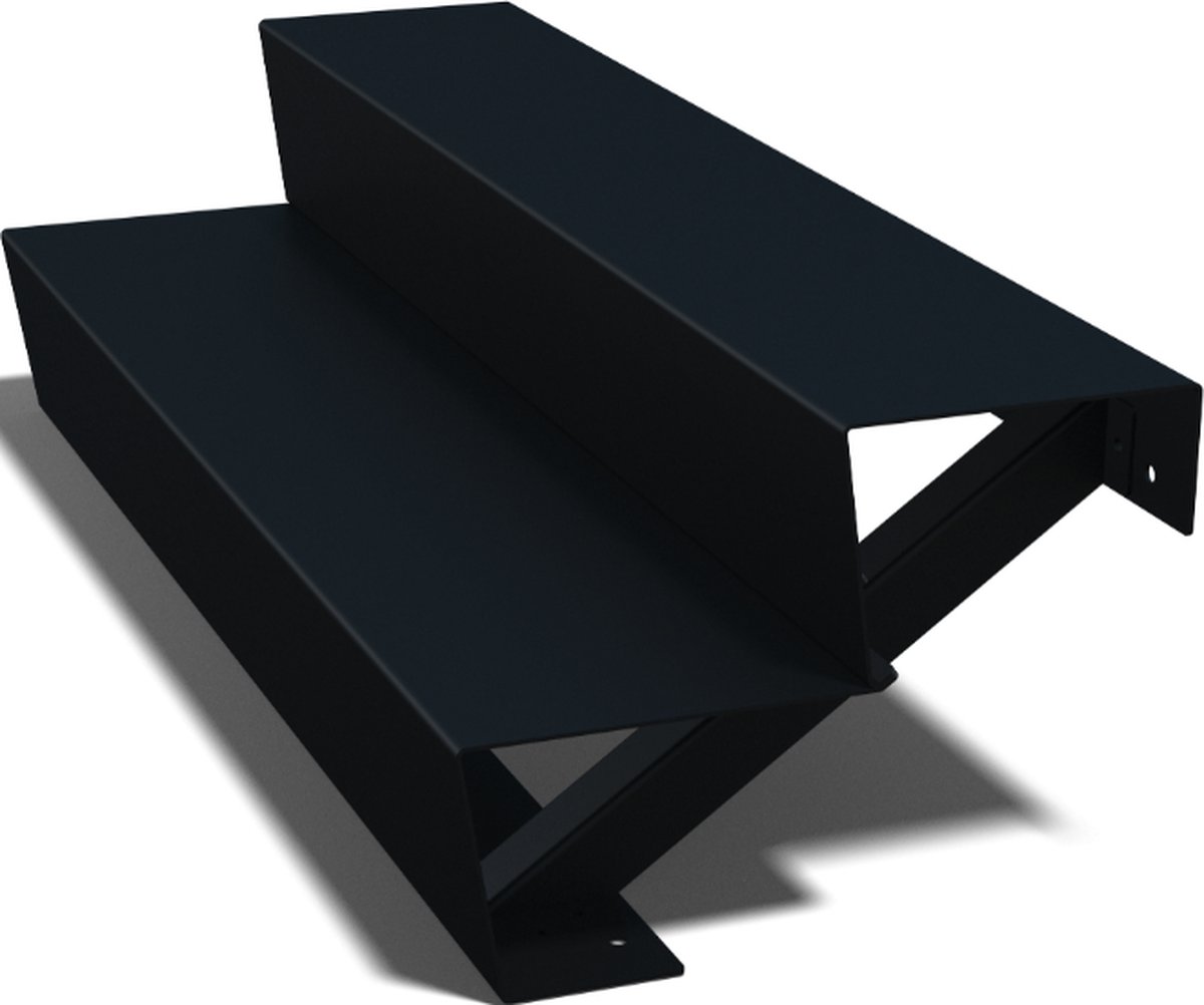 MySteel Zwarte trap New York 2-trede - Breedte: 120 cm x Hoogte: 34 cm