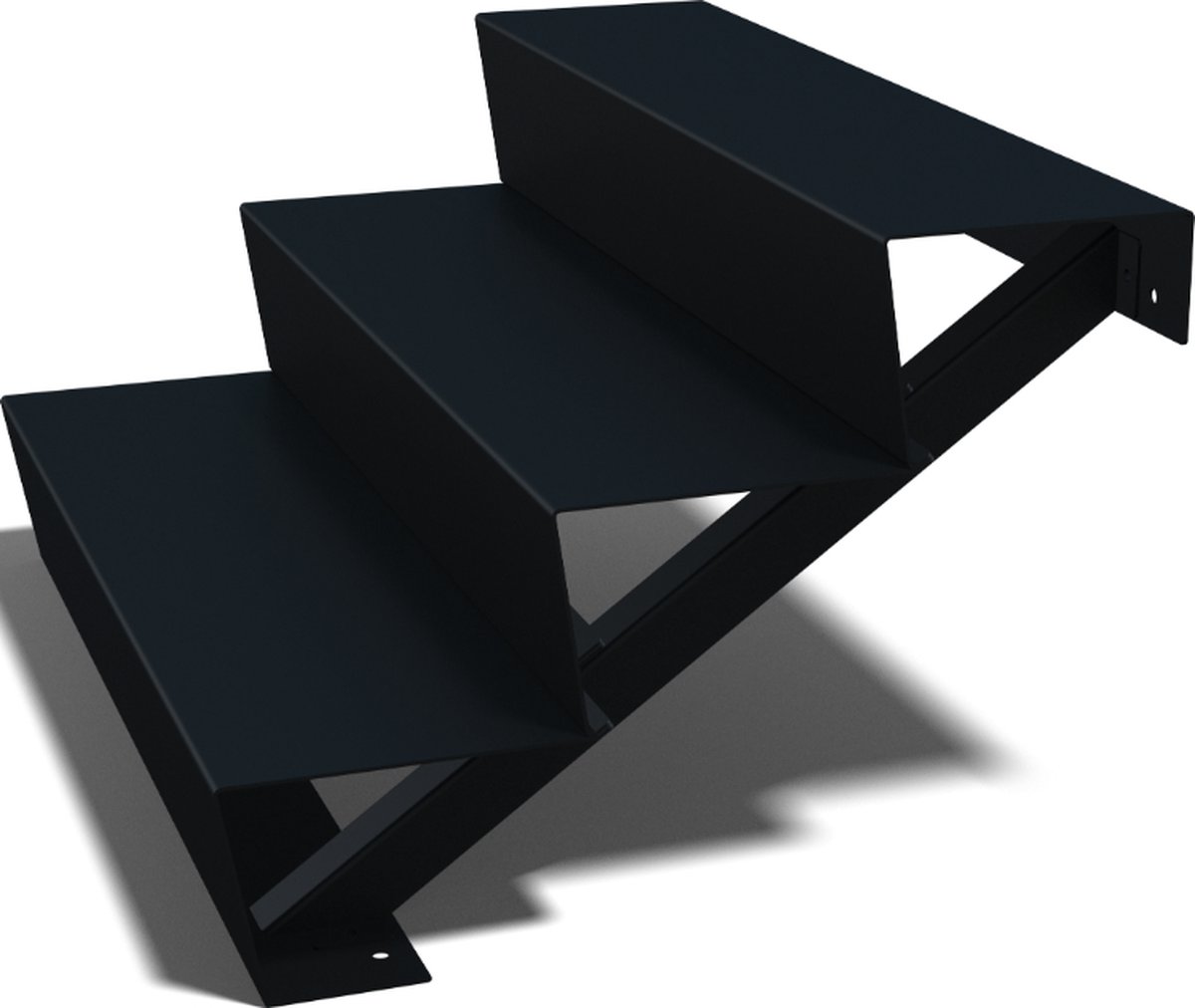 MySteel Zwarte trap New York 3-trede (breedte 100 cm) - Breedte: 10 cm x Hoogte: 51 cm