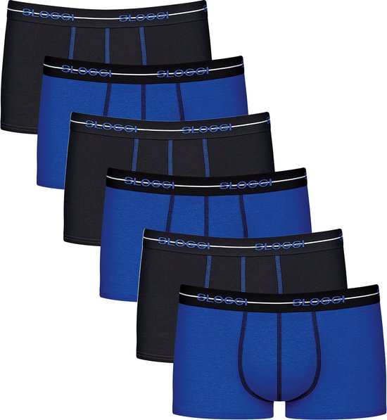 Sloggi Retro Short 6-Pack Heren Onderbroeken - Zwart/Blauw - Maat S
