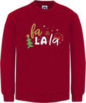 Kerst sweater - FA LA LA - kersttrui - ROOD - Medium - Unisex
