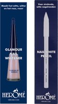 Herome Combi-Pack Glamour Nail Whitener & Nagelwitpotlood (Nail White Pencil) - Natural Nail Whitener met een romige Parelmoerglans & Parelwitte Nagelranden