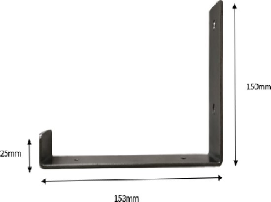 Maison DAM - 1x Support d'étagère industriel en forme de L UP 15 cm - PAR PIECE - Acier - Avec revêtement transparent - Artisanat - Fait main - bande; 30 mm de large