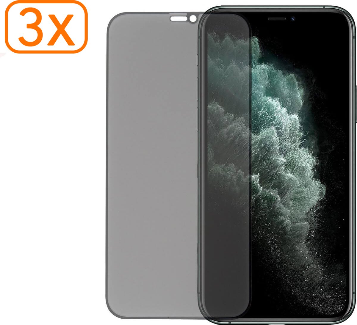 iPhone 11 Pro Max - Super Edge to Edge Edition - Privacy - Screenprotector - 3 stuks