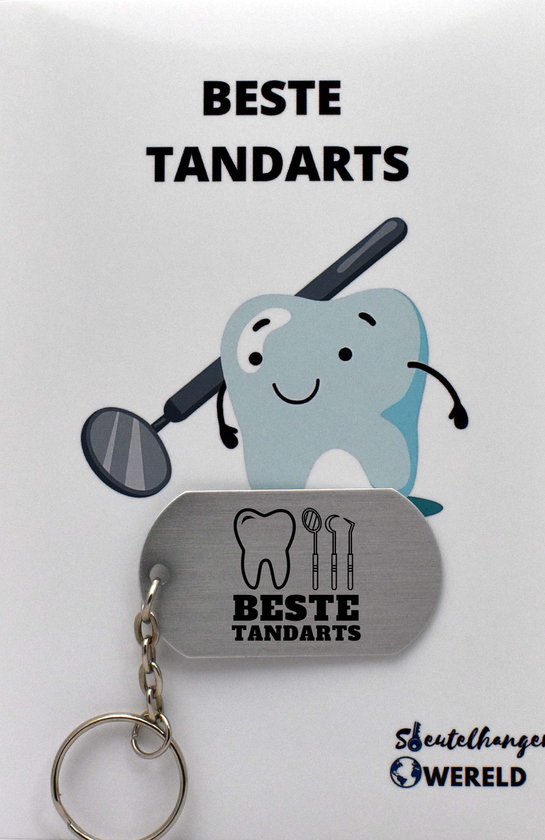 Foto: Tandarts sleutelhanger inclusief kaart tandarts cadeau tandarts leuk kado voor je vriend om te geven 2 9 x 5 4cm