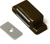 Magneetsnapper - Bruin - Kunstof - 4kg trekkracht - 47x16mm - Magneetslot - Inclusief tegenplaat - Per stuk