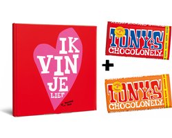 Tony's Chocolonely Ik vind je Lief! - Chocolade Cadeautje - Geschenkset met 2 Smaakvolle Chocolade Kadootjes - Melk Chocolade en Melk Karamel Zeezout - 360 Gram