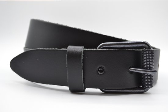 belts.nl - ceinture noire 4 cm - taille 95 longueur totale ceinture 110 cm - cuir fendu - ceinture homme / ceinture femme - ceinture jeans noire avec boucle noire
