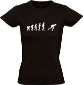 Speed Skating Evolution Dames T-shirt | wedstrijdschaatsen | sport | schaatsen | marathonschaatsen | Zwart