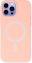 Casemania Hoesje Geschikt voor Apple iPhone 14 Pro Roze - Magnetische Siliconen Back Cover
