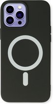 Casemania Hoesje Geschikt voor Apple iPhone 14 Pro Zwart - Magnetische Siliconen Back Cover
