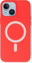 Casemania Hoesje Geschikt voor Apple iPhone 14 Plus Rood - Magnetische Siliconen Back Cover