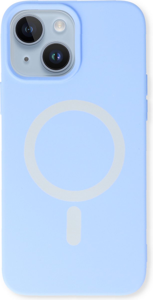 Casemania Hoesje Geschikt voor Apple iPhone 14 - Blauw - Magnetische Siliconen Back Cover