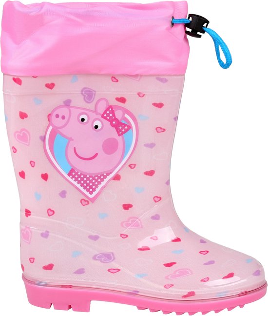 Peppa Pig -Roze regenlaarzen voor Meisjes met Ribbels en Hartjes / 27-28